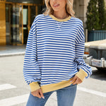 Striped Long Sleeve Top with Contrast Trim