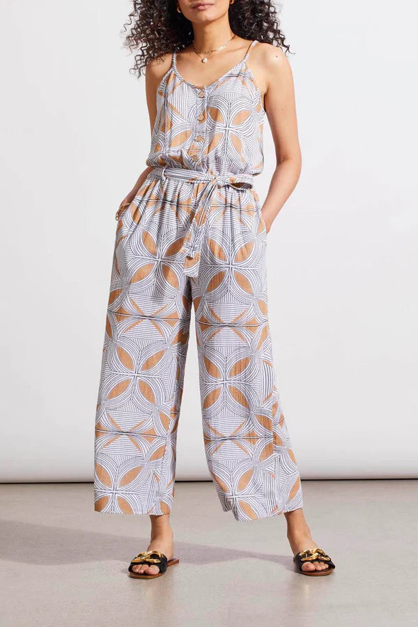 Tribal Fashions Cotton Printed Jumpsuit with Tie Waist