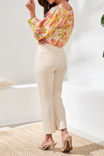 Tribal Jeans Sophia Curvy Micro Flare with Fly Front Zipper - Ecru