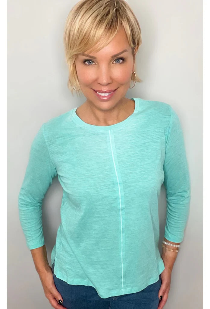 Ethyl Cotton 3/4 Sleeve Scoop Neck Top