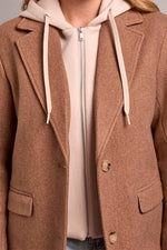 Tribal Fashion Ultra-Soft Knit Coat With Removable Fooler Hoodie - Biscotti