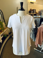 Lulu B UPF 50+ Short Sleeve Keyhole Top - White