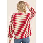Striped Crew Neck Knit Long Sleeve by Staccato - Red + Yellow