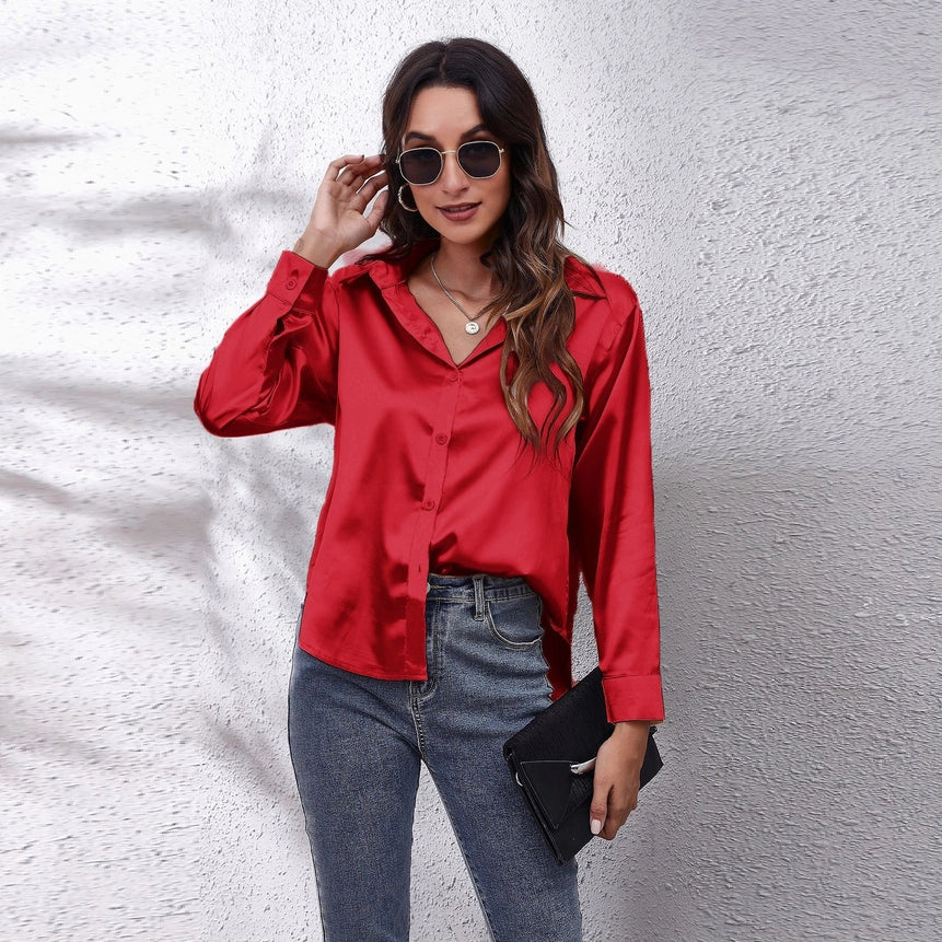 Satin Button Down Blouse