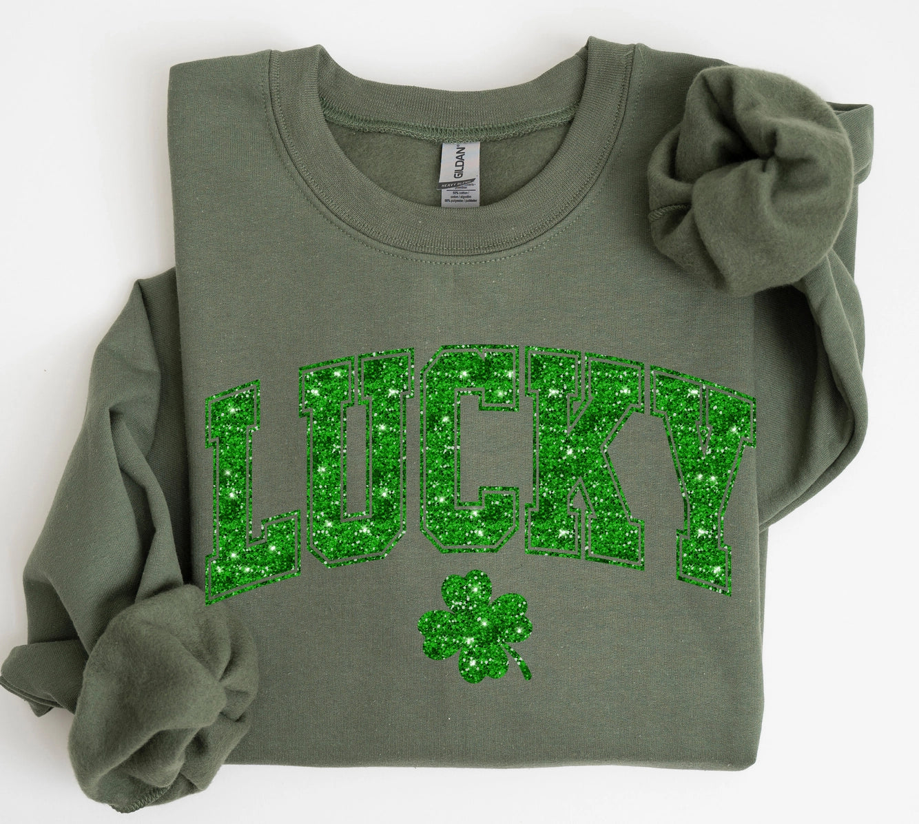 St. Patrick's Day Glitter LUCKY Crewneck Sweatshirt