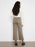 Charlie B Cropped Wide Leg Colored Twill Pants with Patch Pockets - Verveine