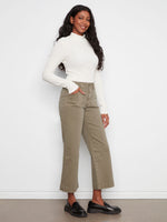 Charlie B Cropped Wide Leg Colored Twill Pants with Patch Pockets - Verveine