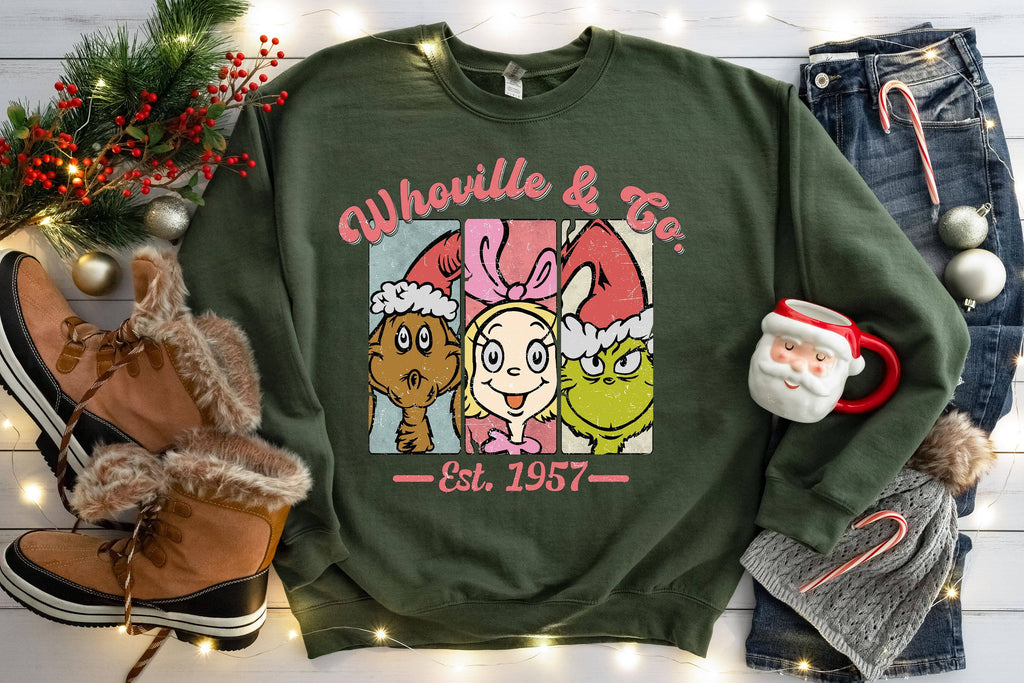 Whoville & Co Fleece Crew Neck Sweatshirt - Grinch