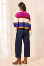 Tribal Jeans Audrey Boundless Stretch Crop Wide Leg Denim Jeans - Dark Night