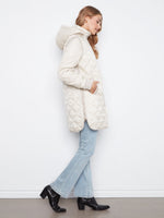 Charlie B Puffer Coat with Removeable Hood - Pearl