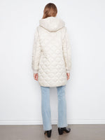 Charlie B Puffer Coat with Removeable Hood - Pearl