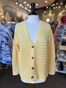 PBJ Blues Crocheted Cardigan with Wood Buttons