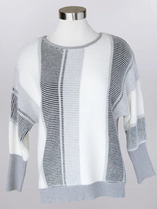 Striped Knit Crew Neck Sweater by Keren Hart