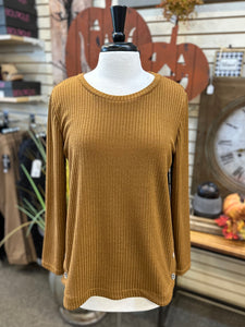 Creation Cozy Places Ribbed Top - Nutmeg