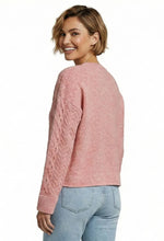 Ethyl Cable Knit Sweater with Button Front Detail - Pink