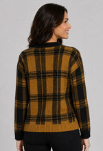 Ethyl Plaid Button Up Grandpa Cardigan - Mustard + Black