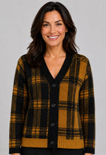 Ethyl Plaid Button Up Grandpa Cardigan - Mustard + Black
