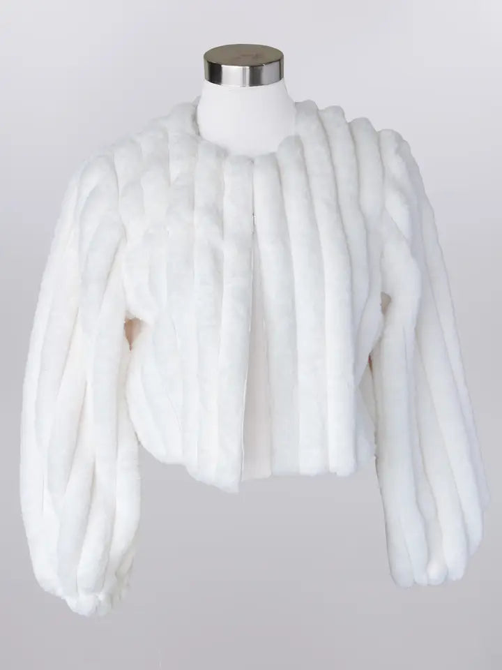 Keren Hart Faux Fur Dress Cardigan (Shawl) - Winter White