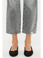 Kancan Midrise Cropped Straight Jeans with Rhinestone Details