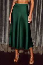 Satin Midi Skirt with Side Zipper