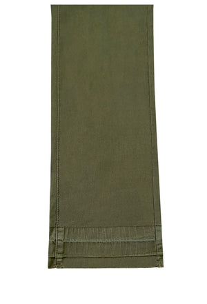 Ethyl Fly Front Olive Denim with Released Hem