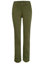 Ethyl Fly Front Olive Denim with Released Hem