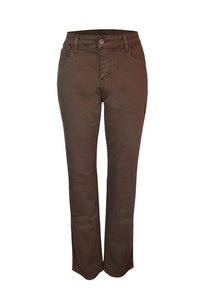 Ethyl Fly Front Straight Leg Stretch Jean - Chocolate