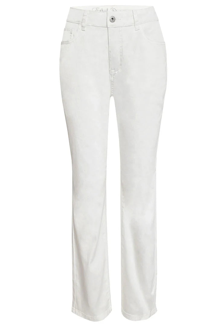 Ethyl Fly Front Straight Leg Stretch Jean - Winter White / Cream