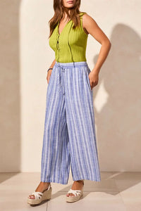 Tribal Fashions Linen Blend Striped Flowy Pants