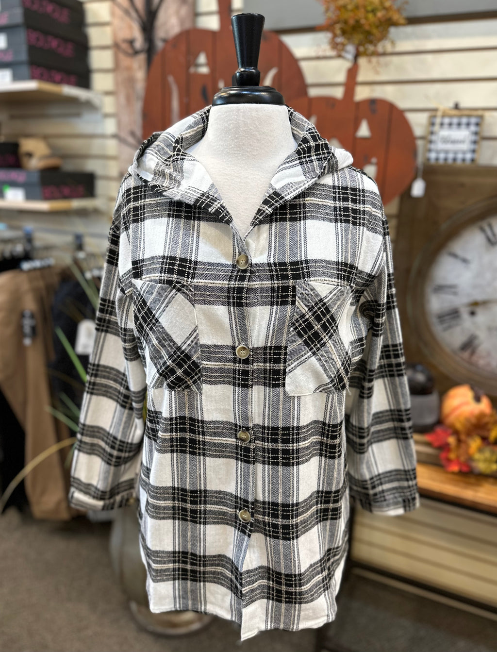 Creation Plaid Button Down Hoodie