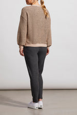Tribal Fashions Crew Neck Sweater with Side Slits - Cashmere