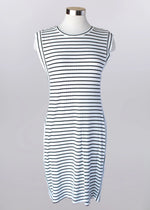 Keren Hart Sleeveless Striped Midi Dress - White + Black