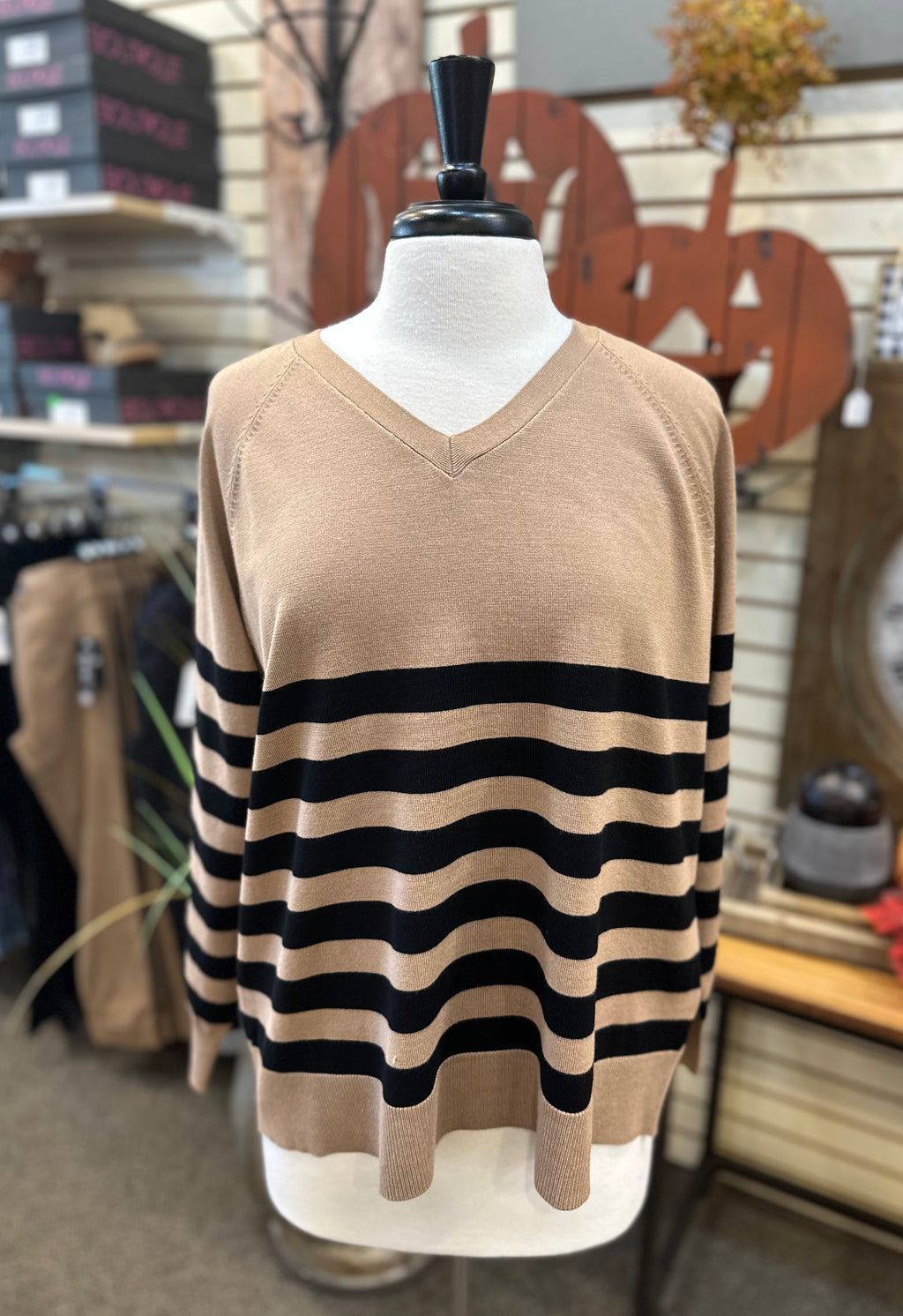 SUNDAY Striped V-Neck Sweater