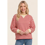 Striped Crew Neck Knit Long Sleeve by Staccato - Red + Yellow