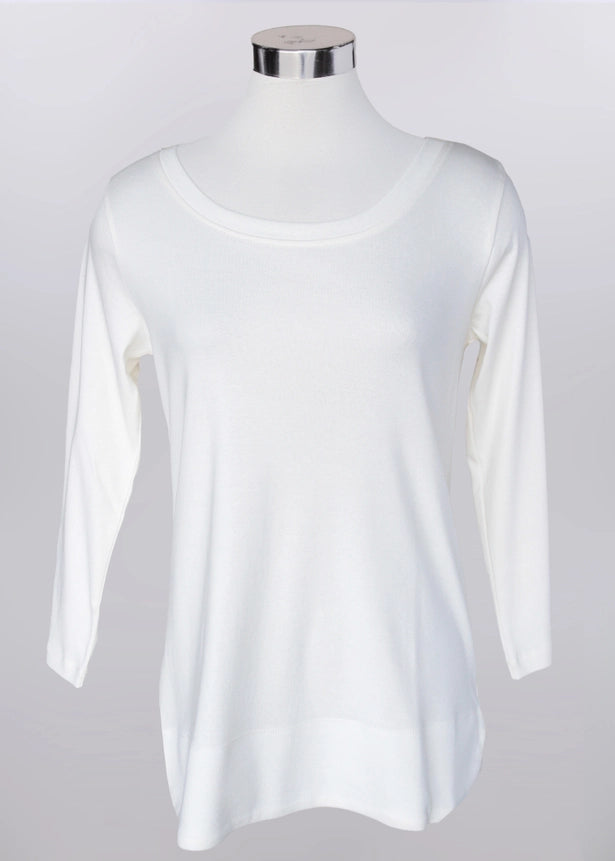 Keren Hart 3/4 Sleeve Cotton Scoop Neck - Ivory
