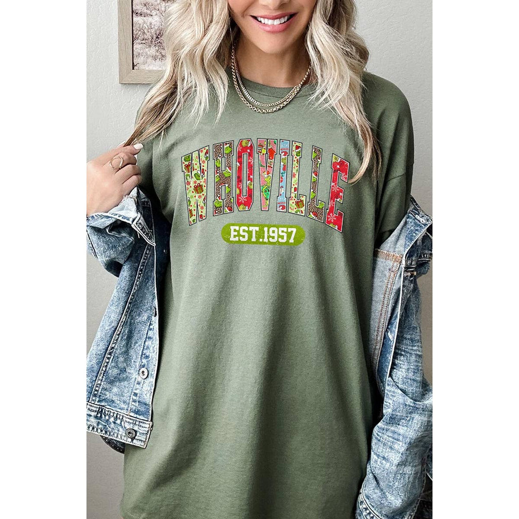 "WHOVILLE" Grinch Cotton Graphic Tee