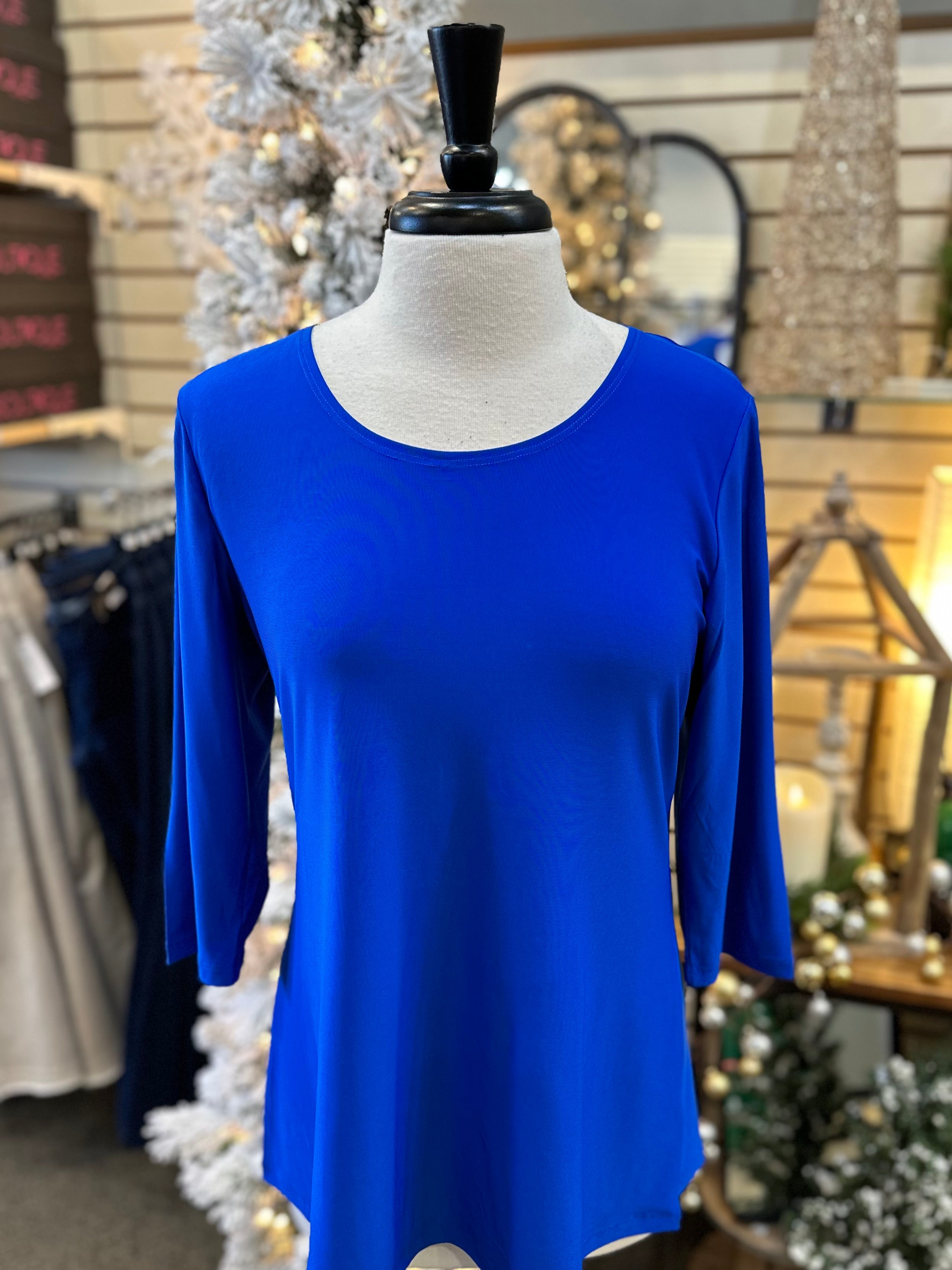 Royal Blue 3/4 Sleeve Scoop Neck Top by Creation