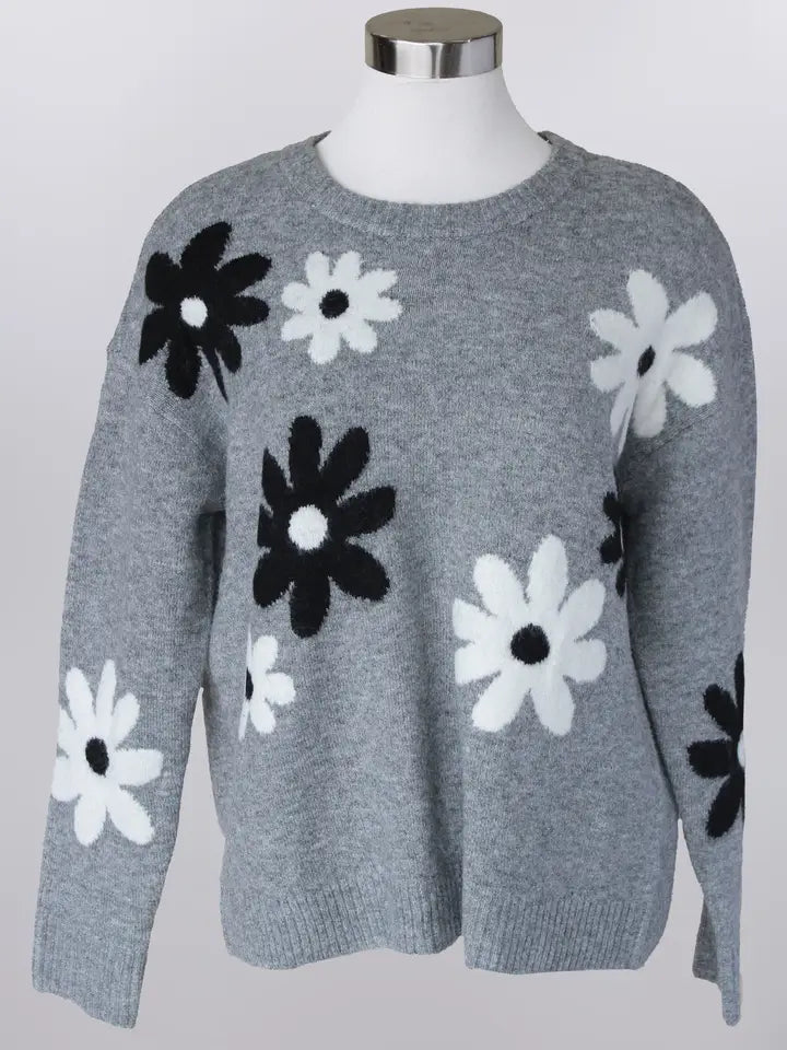 Keren Hart Crew Neck Sweater with Flowers