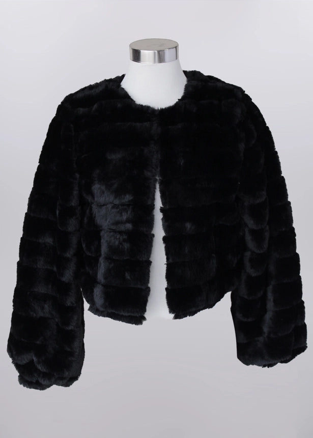 Keren Hart Faux Fur Dress Cardigan (Shawl) - Black