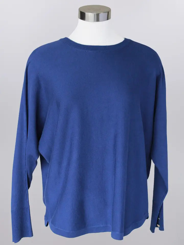 Crew Neck Sweater with Gold Button Cuff by Keren Hart