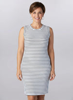 Keren Hart Sleeveless Striped Midi Dress - White + Black