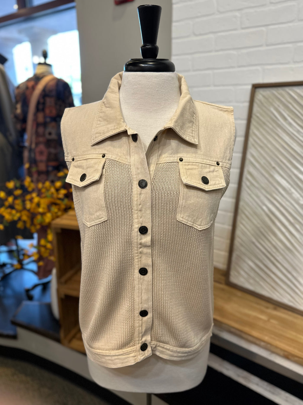 PBJ Blues Snap Sweater Vest - Cashmere Tan