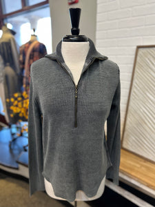 PBJ Blues Mini Waffle Quarter Zip Cotton Pullover - Charcoal