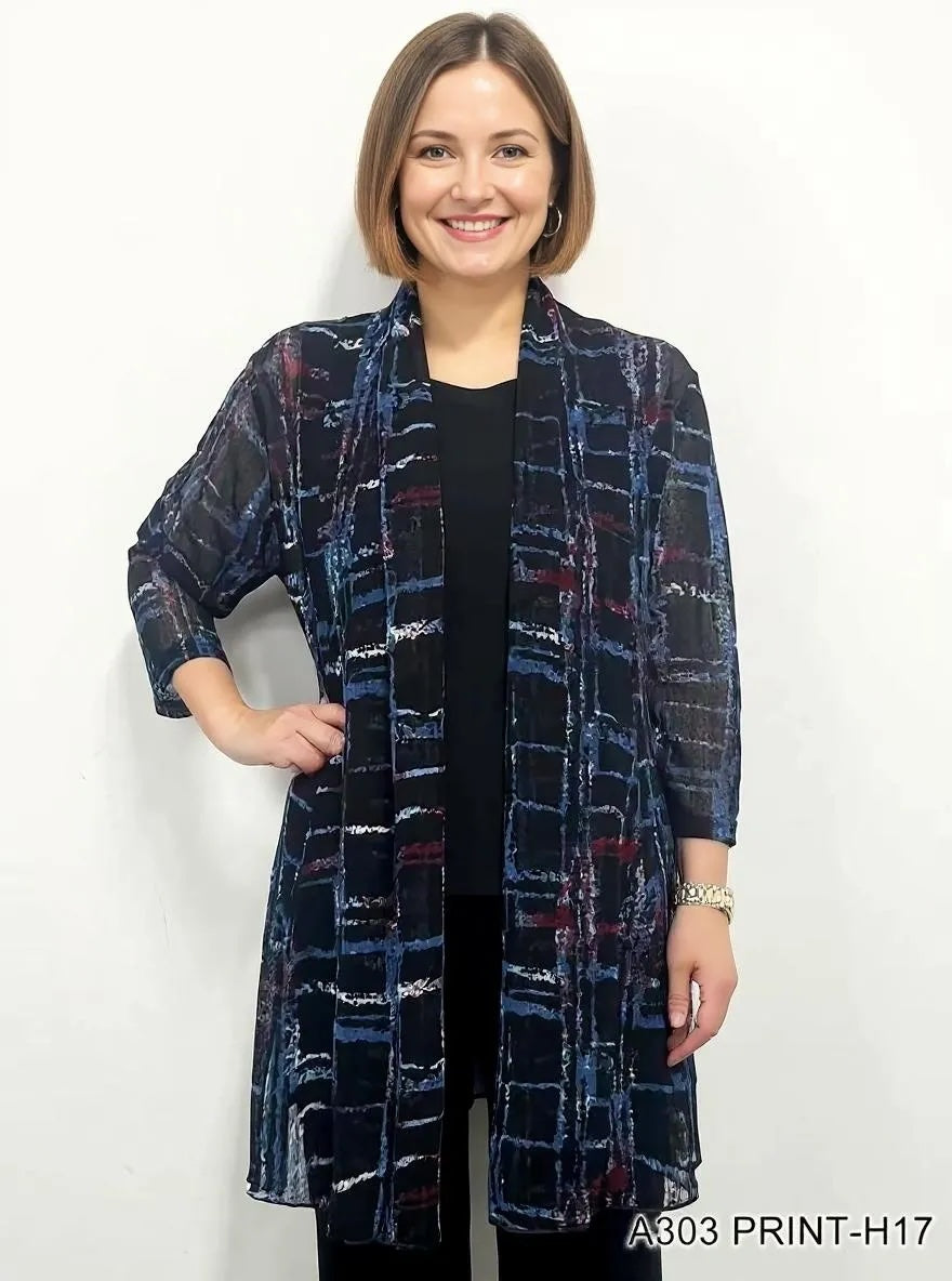 Printed Mesh Cardigan by Creation