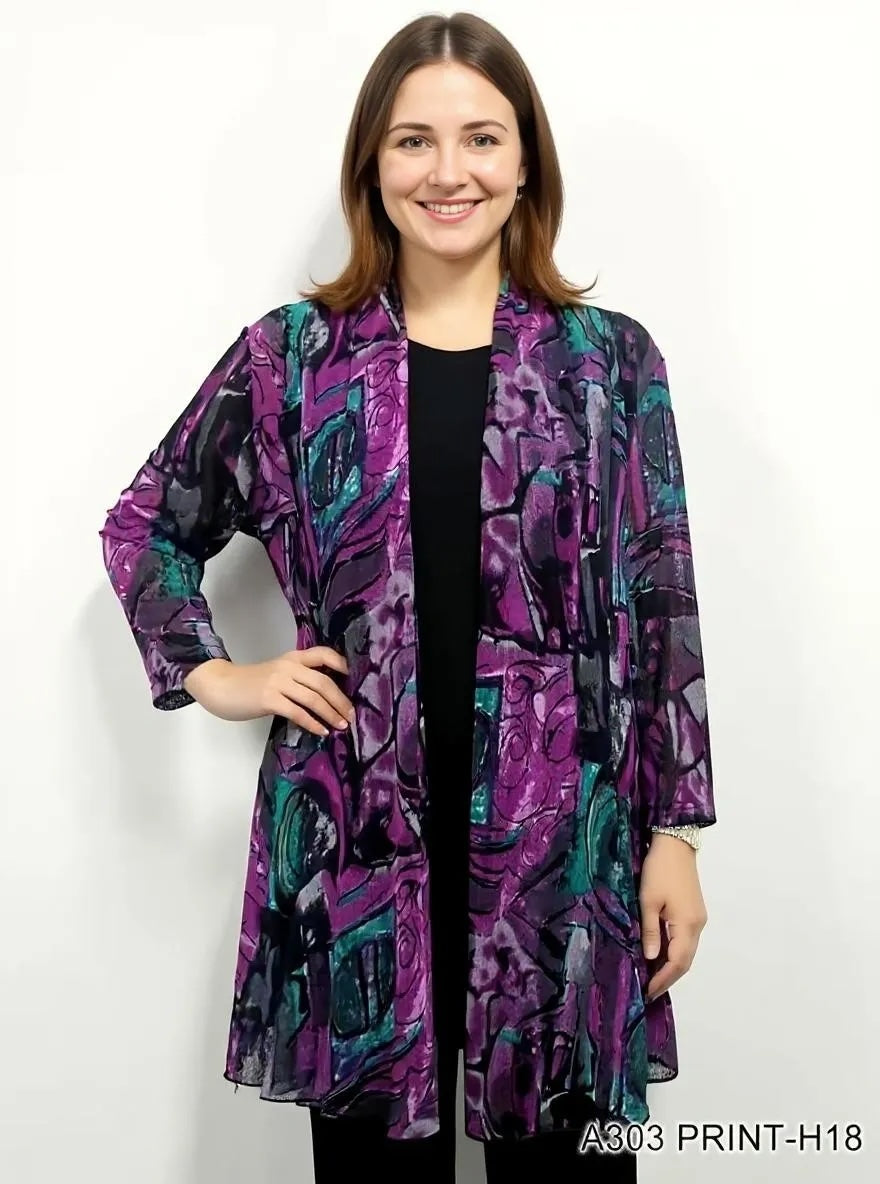 Printed Mesh Cardigan by Creation