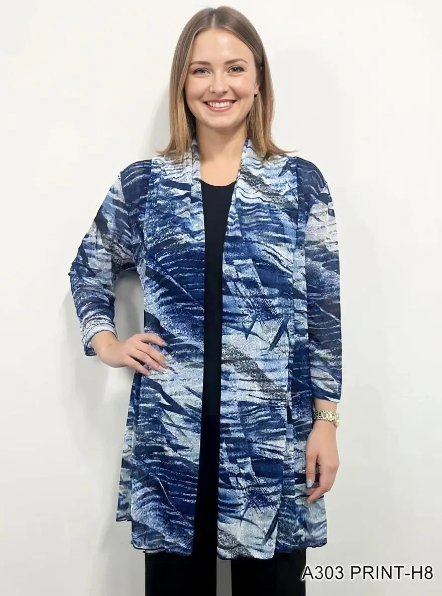 Printed Mesh Cardigan by Creation