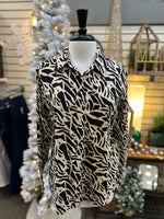 Keren Hart Zebra Blouse with Shirt Tail Back