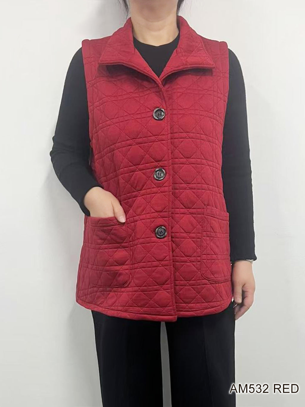 Button Down Quilted Vest by Creation