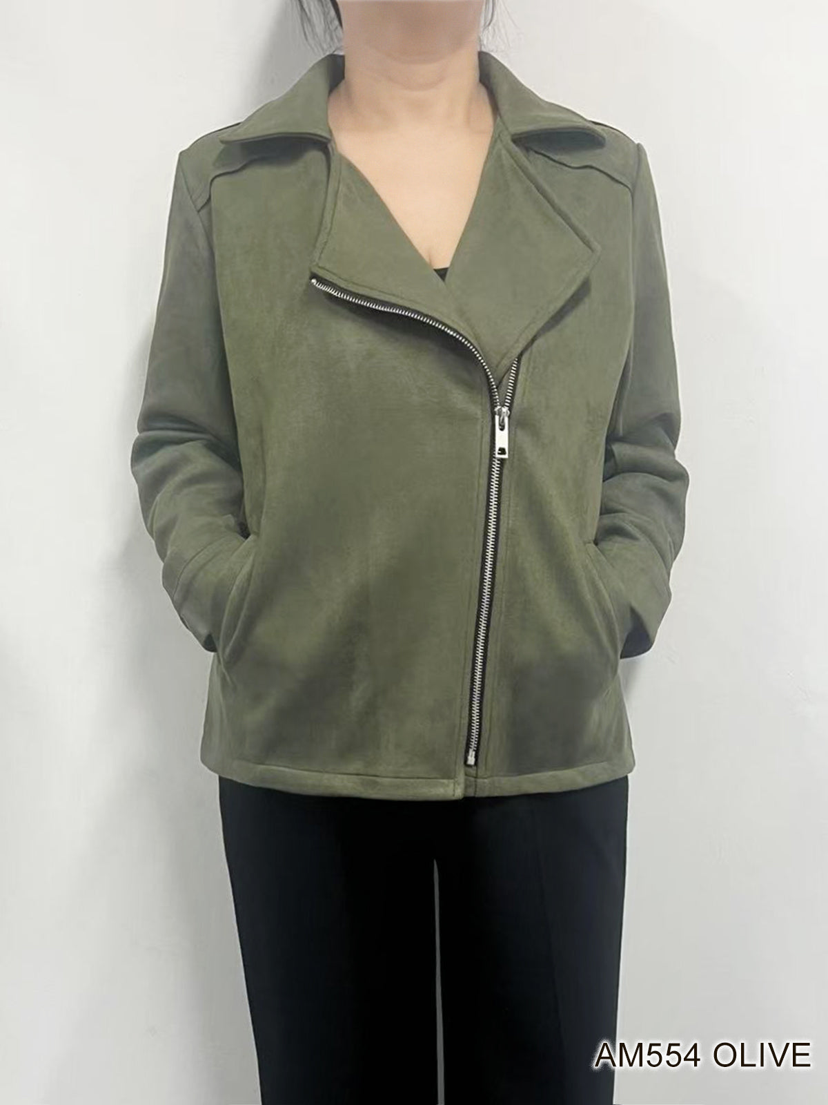 Faux Suede Jacket with Asymmetrical Zip by Creation