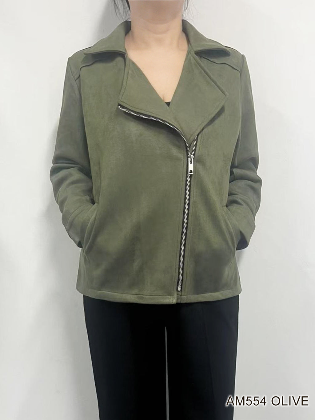 Faux Suede Jacket with Asymmetrical Zip by Creation